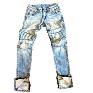 Pratts “Motor Spirit” Moto Zip-Leg Jeans –‎ Blue – Size 27